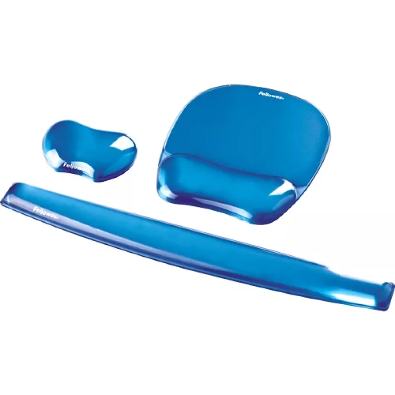 Fellowes Maus Mat Wrist Support - Crystals Gel Mauspad mit rutschfester Gummibasis - Ergonomische Mausmatte für Computer, Laptop, Home-Office – Kompatibel mit Laser- und optischen Mäusen – Blau