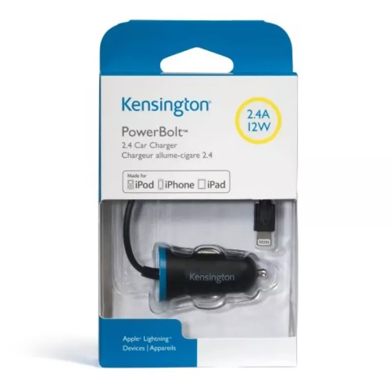 Kensington PowerBolt™ 2.4 Autoladegerät – Schwarz, Auto, Zigarettenanzünder, 1 m, Schwarz