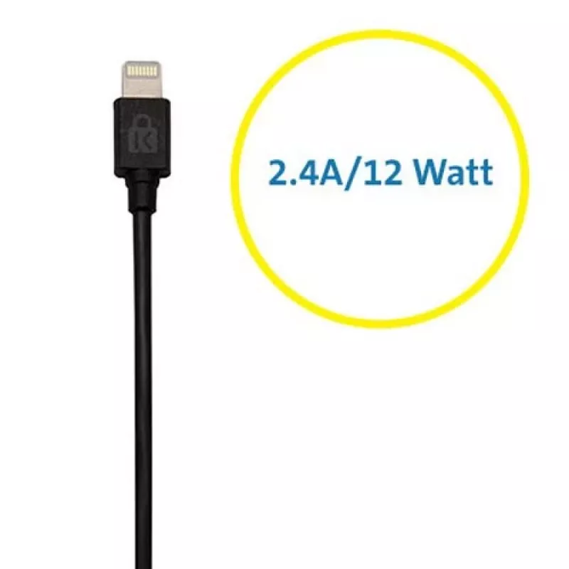 Kensington PowerBolt™ 2.4 Autoladegerät – Schwarz, Auto, Zigarettenanzünder, 1 m, Schwarz