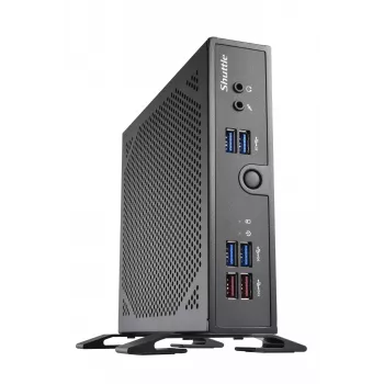 Shuttle XPC schlank Barebone DS50U5, i5-1335U, 2x LAN (1x 2,5 Gbit, 1x 1 Gbit), 1x COM, 1x HDMI, 1x DP, 1x VGA, lüfterlos, 24/7 Dauerbetrieb