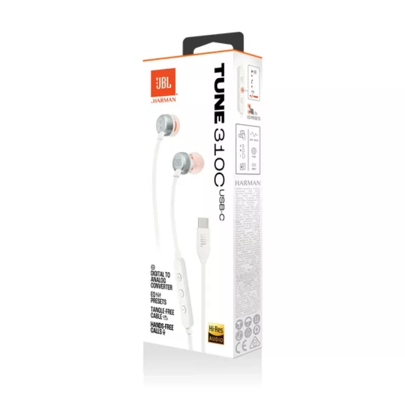 JBL Tune 310C Headset Kabelgebunden In-Ear Anrufe/Musik USB Typ-C Weiß