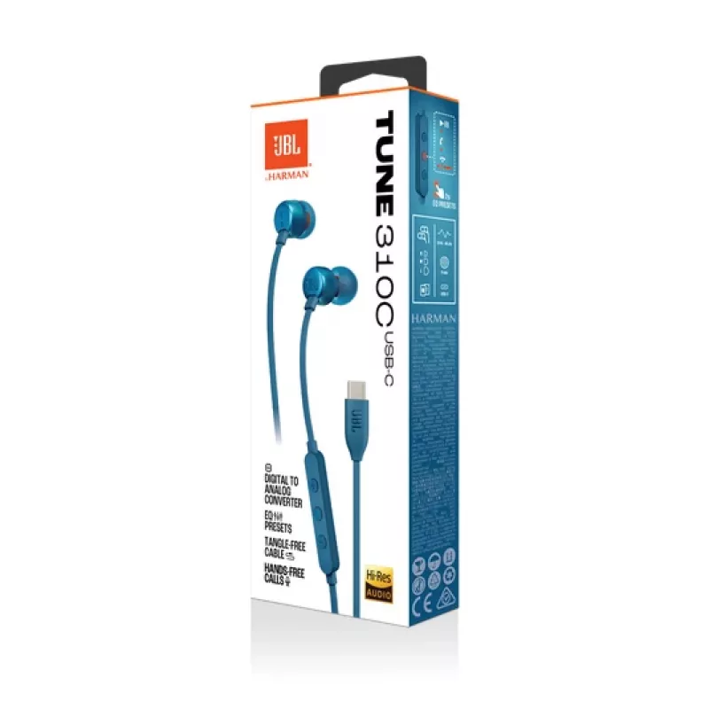 JBL Tune 310C USB Headset Kabelgebunden In-ear Anrufe/Musik USB Typ-C Blau