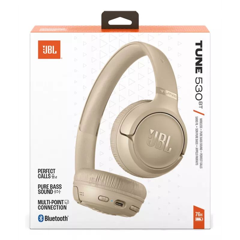 JBL Tune 530BT Headset Kabellos Kopfband Anrufe/Musik USB Typ-C Bluetooth Beige