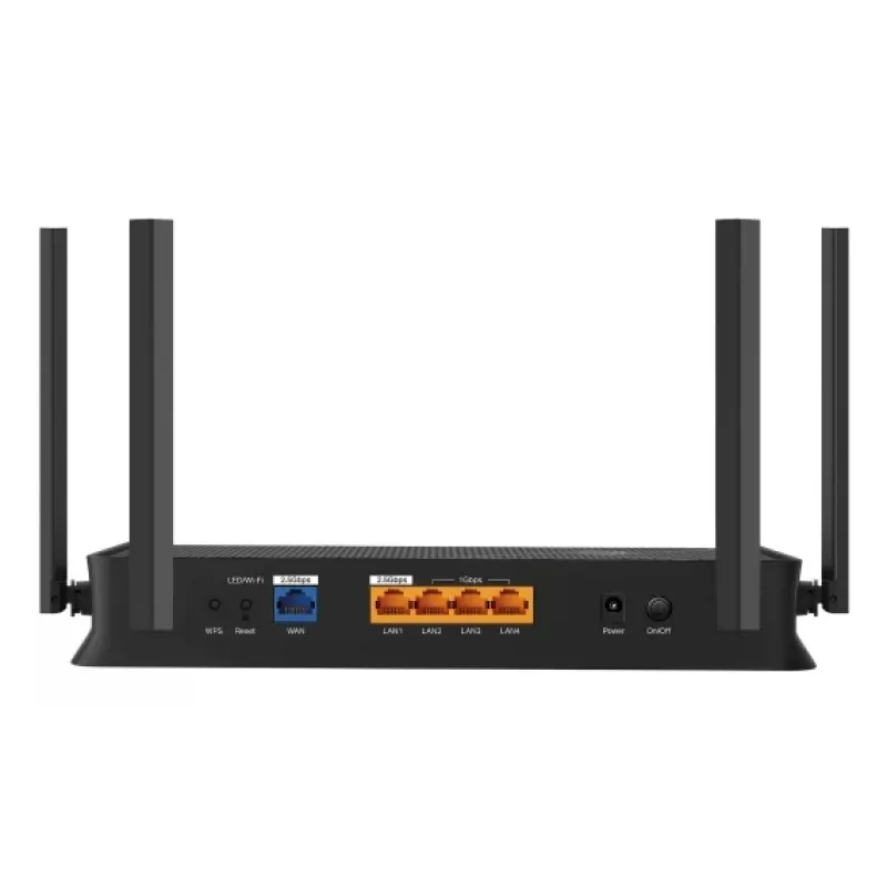 Tisch-WLAN-Router TP-Link EB210 Pro – Dualband 2,4/5 GHz, Wi‑Fi 7 (802.11be), 2,5 Gigabit-Ethernet, 5 LAN-Ports, USB, Schwarz