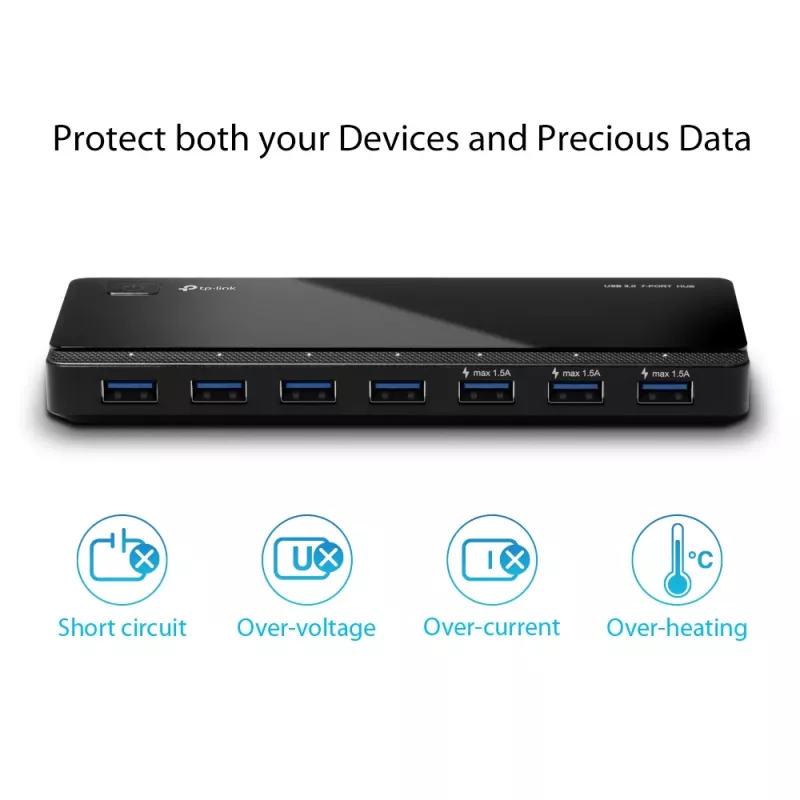 TP-Link UH700 Schnittstellen-Hub USB 3.2 Gen 1 (3.1 Gen 1) Micro-B 5000 Mbit/s Schwarz