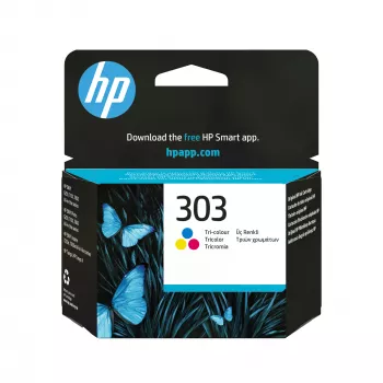 HP 303 Tri-color Original Tintenpatrone, Standard-Reichweite, Cyan, Magenta, Gelb, Farbstoffbasierte Tinte, 1 St., 165 Seiten, Einzelpackung