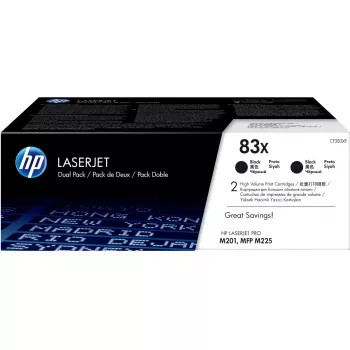 Toner-Kartuschen HP 83X (CF283XD) 2er-Pack High Yield Schwarz für LaserJet-Drucker, 2200 Seiten (schwarz)