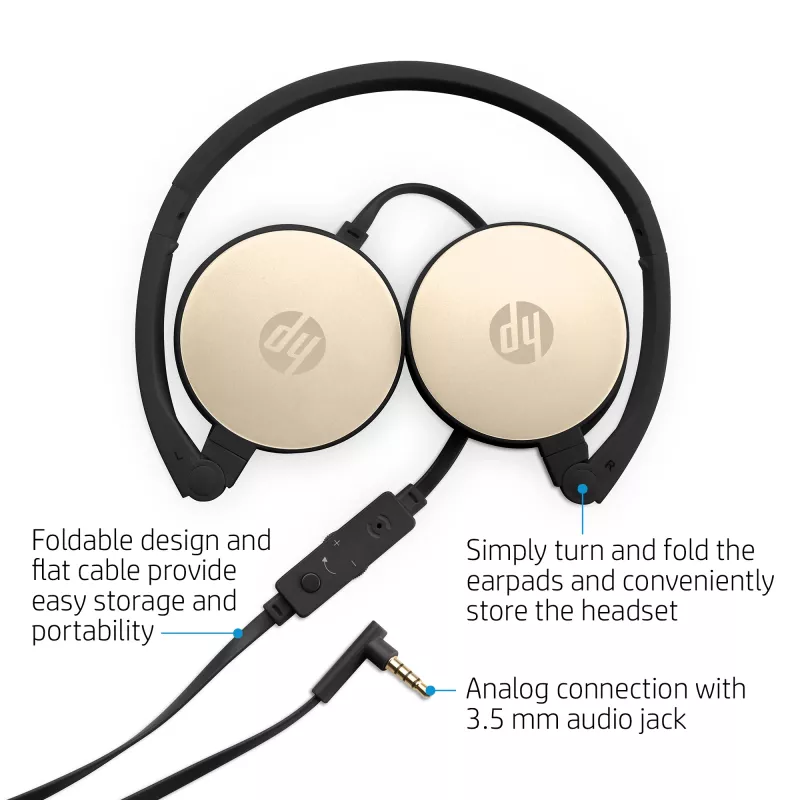 HP Stereo Headset H2800 (Schwarz mit Seidengold), Kabelgebunden, Anrufe/Musik, 125 g, Headset, Schwarz, Gold