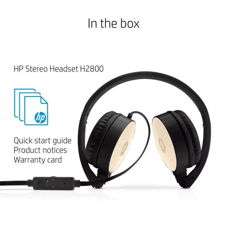 HP Stereo Headset H2800 (Schwarz mit Seidengold), Kabelgebunden, Anrufe/Musik, 125 g, Headset, Schwarz, Gold