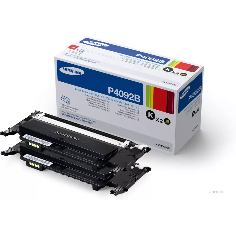 Toner-Kartuschen 2er-Pack, Samsung CLT-P4092B, Schwarz, 1.500 Seiten pro Kartusche