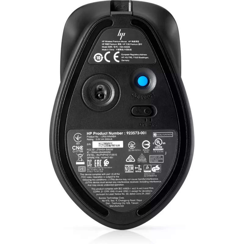 HP ENVY Rechargeable Maus 500, beidhändig, Laser, RF Wireless, 1600 DPI, Schwarz, Grau