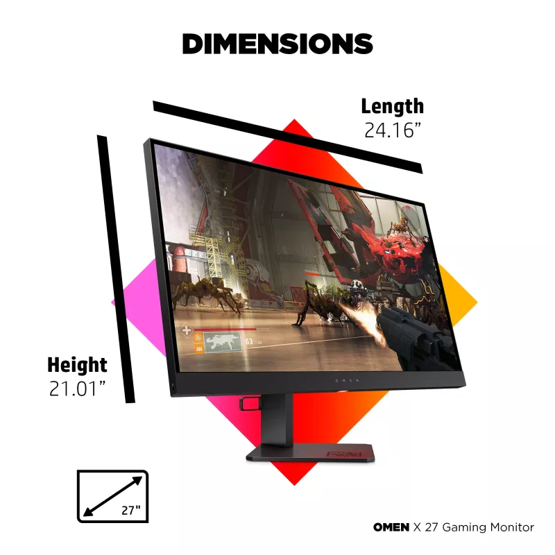 HP OMEN X 27 Computerbildschirm 68,6 cm (27 Zoll) 2560 x 1440 Pixel Quad HD Schwarz (generalüberholt)