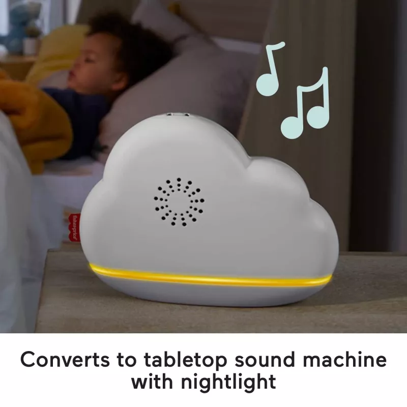 Fisher-Price Rainbow Showers Beistellbett-Bett-Mobile, Kinderbett, Klang, Nachtlicht, integrierter Timer, Stoff, Kunststoff