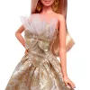 Barbie Signature 2025 Holiday Fashion Puppe, Saisonale Sammlerpuppe, Blond mit silbernem und goldenem Kleid