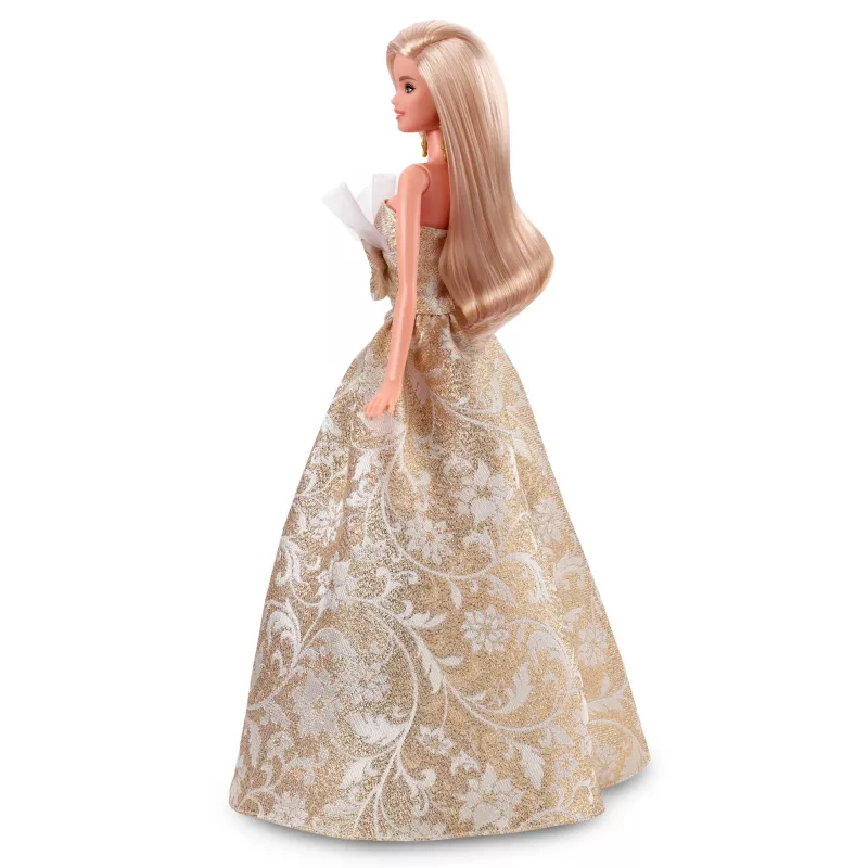 Barbie Signature 2025 Holiday Fashion Puppe, Saisonale Sammlerpuppe, Blond mit silbernem und goldenem Kleid