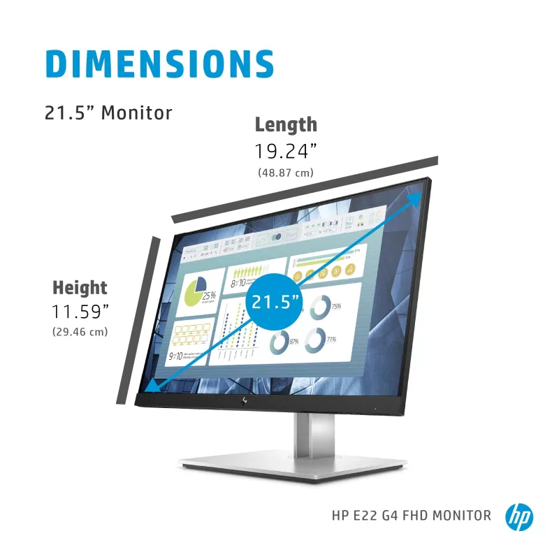 HP E-Series E22 G4 Computermonitor 54,6 cm (21,5 Zoll) 1920 x 1080 Pixel Full HD LCD Schwarz, Silber