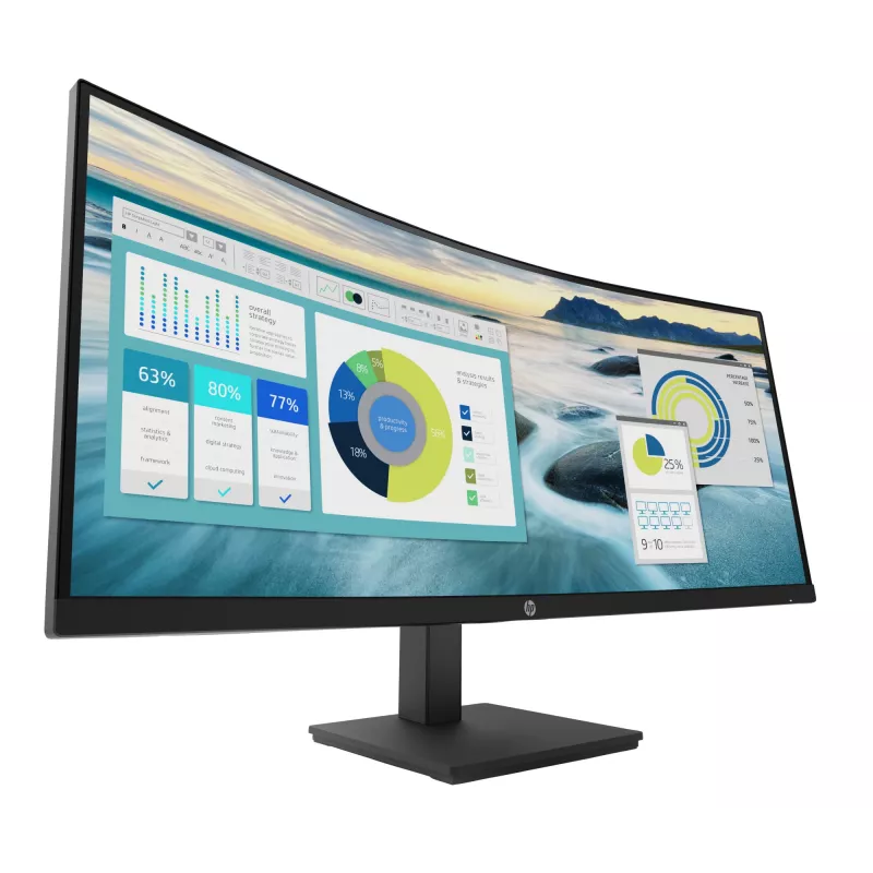 HP P34hc G4 WQHD USB-C Curved Monitor, 86,4 cm (34 Zoll), 3440 x 1440 Pixel, Wide Quad HD, LCD, 5 ms, Schwarz