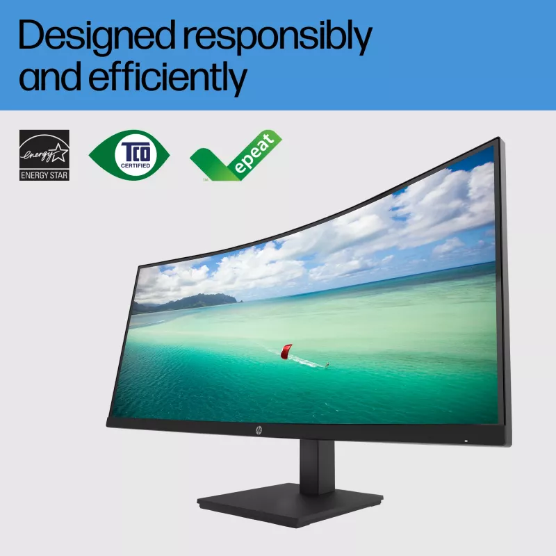 HP P34hc G4 WQHD USB-C Curved Monitor, 86,4 cm (34 Zoll), 3440 x 1440 Pixel, Wide Quad HD, LCD, 5 ms, Schwarz