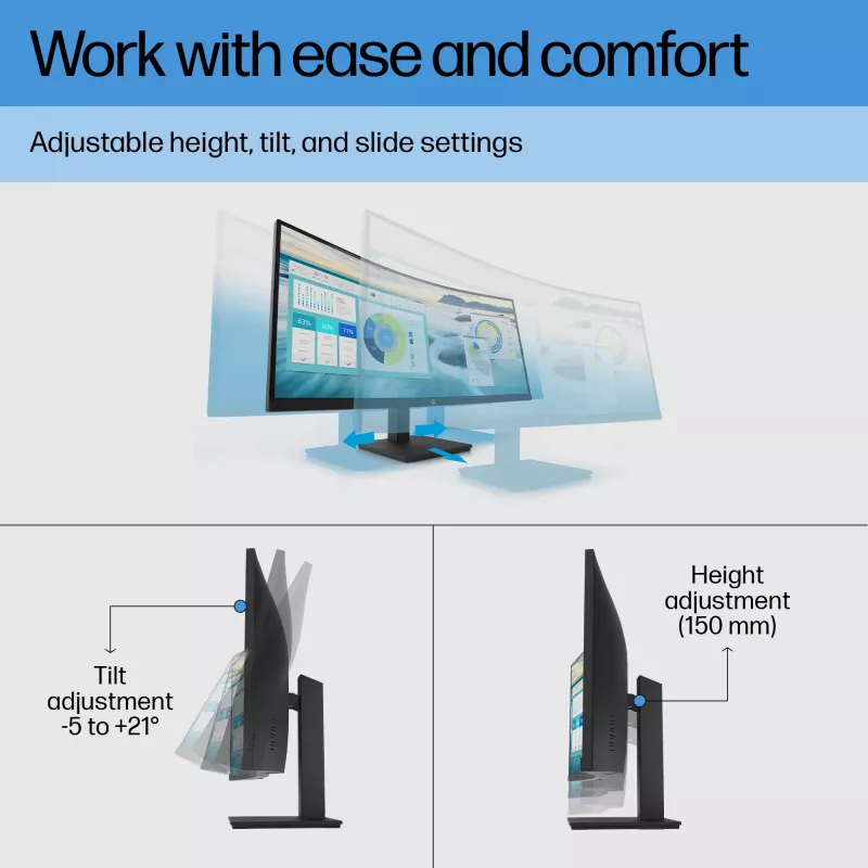 HP P34hc G4 WQHD USB-C Curved Monitor, 86,4 cm (34 Zoll), 3440 x 1440 Pixel, Wide Quad HD, LCD, 5 ms, Schwarz