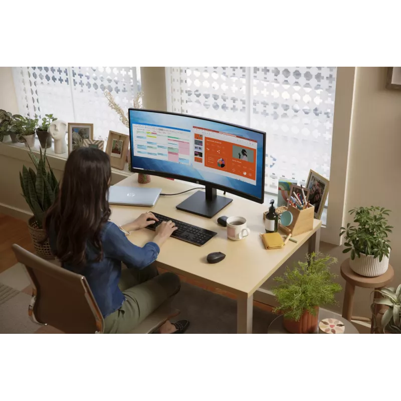 HP P34hc G4 WQHD USB-C Curved Monitor, 86,4 cm (34 Zoll), 3440 x 1440 Pixel, Wide Quad HD, LCD, 5 ms, Schwarz