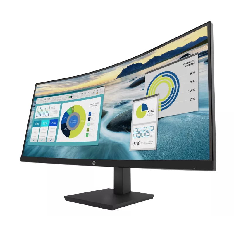 HP P34hc G4 WQHD USB-C Curved Monitor, 86,4 cm (34 Zoll), 3440 x 1440 Pixel, Wide Quad HD, LCD, 5 ms, Schwarz
