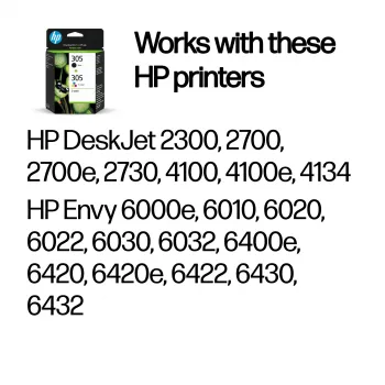 HP 305 2er-Pack Original Tintenpatrone, Schwarz, Cyan, Magenta, Gelb, Farbstoffbasierte Tinte, Pigmentbasierte Tinte, 2 Stück, 120 Seiten, 100 Seiten