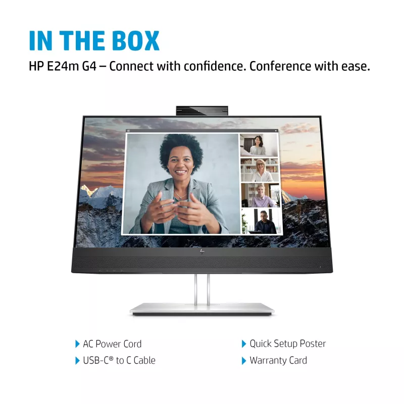 HP E24m G4 FHD USB-C Konferenzmonitor, 60,5 cm (23,8 Zoll), 1920 x 1080 Pixel, Full HD, LCD, 5 ms, Schwarz, Silber