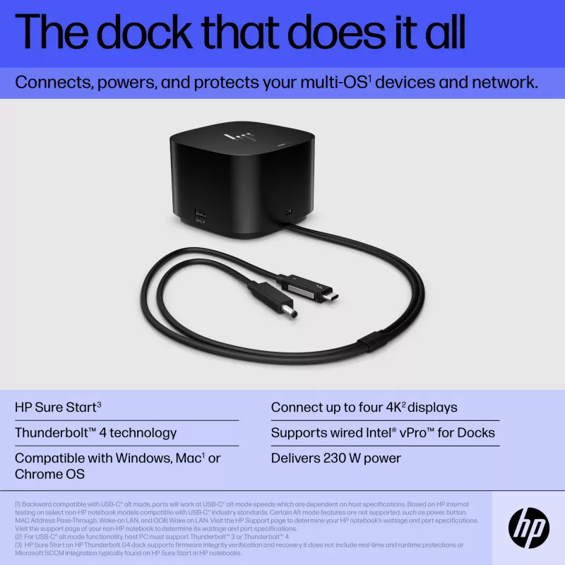 HP Thunderbolt Dock 280W G4 Kabelgebundene Dockingstation Thunderbolt 4 Schwarz