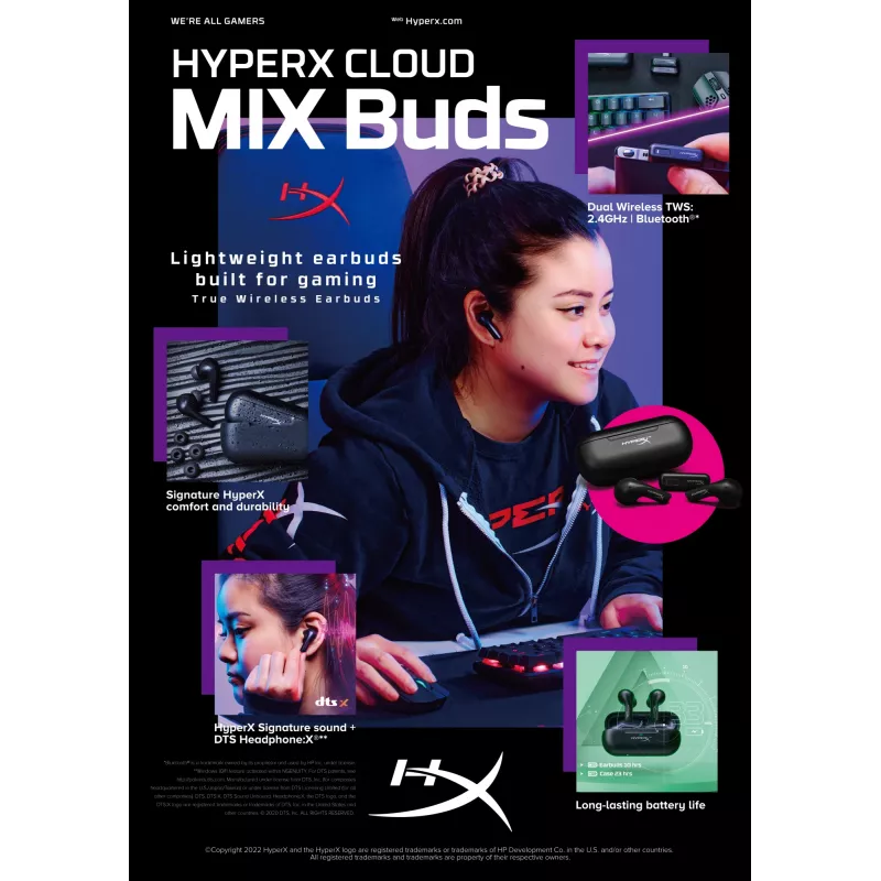 HyperX Cloud MIX Buds Kabellose Kopfhörer (Schwarz)