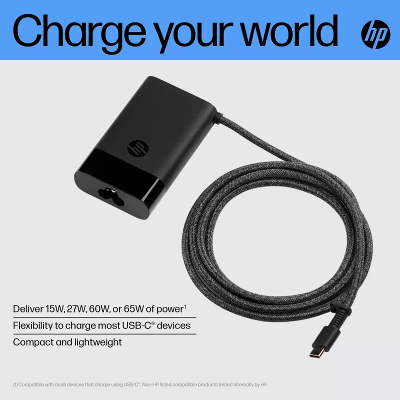 HP USB-C 65W Laptop-Ladegerät, Laptop, Indoor, 90 V, 65 W, 5 - 20 V, 1,6 A