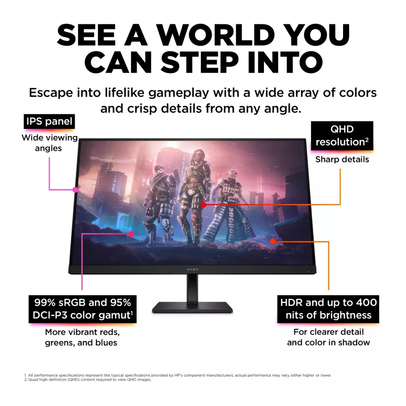 OMEN by HP 31,5 Zoll QHD 165Hz Gaming-Monitor - OMEN 32q