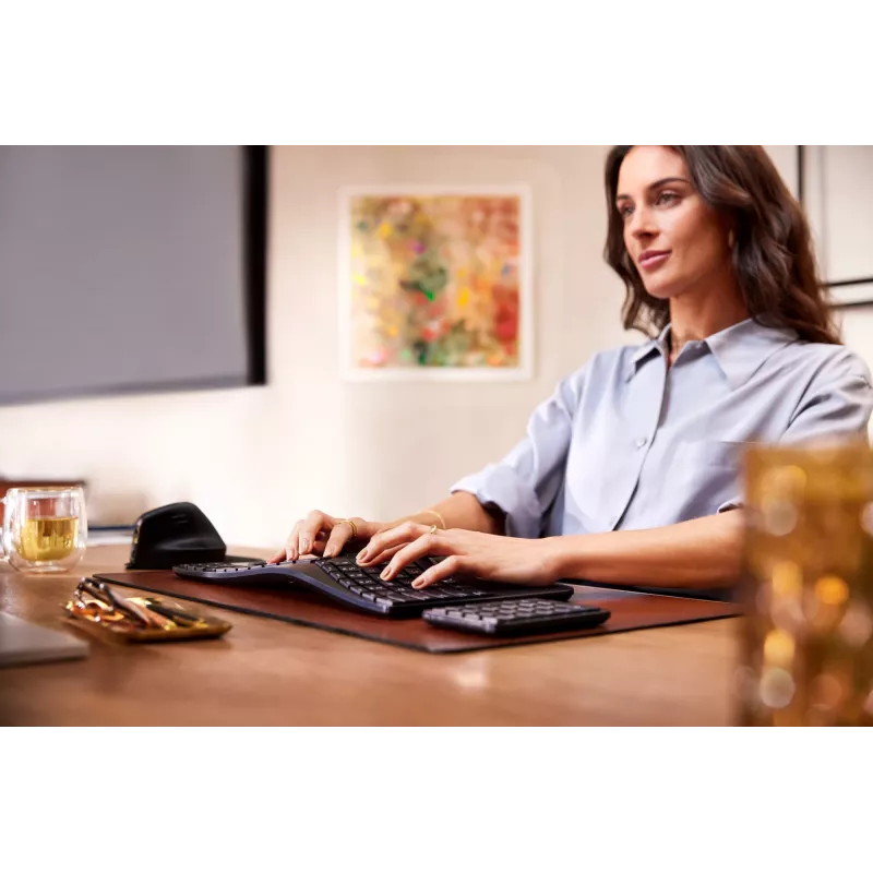HP 965 Ergonomic Wireless Tastatur, Full-size (100%), Wireless, RF Wireless + Bluetooth, Membrane, Schwarz