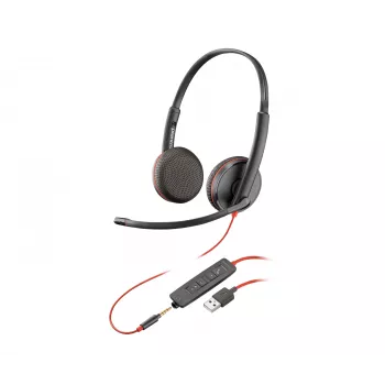 Headset POLY Schwarzwire 3225 Stereo USB-A Kabelgebundenes Büro- und Callcenter-Headset
