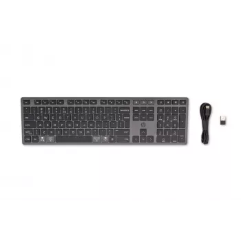 HP 720 Multi-Device Wiederaufladbare drahtlose Tastatur, Full-size (100%), Drahtlos, USB + Bluetooth, Mechanisch, QWERTY, Schwarz