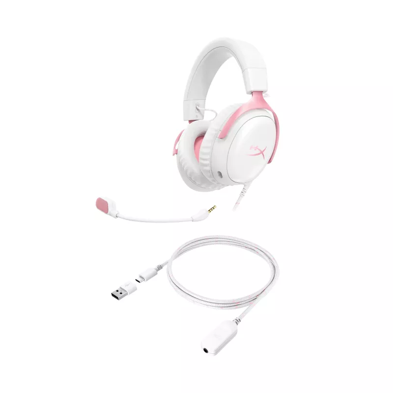 HyperX Cloud III - Gaming-Headset (Weiß/Pink)