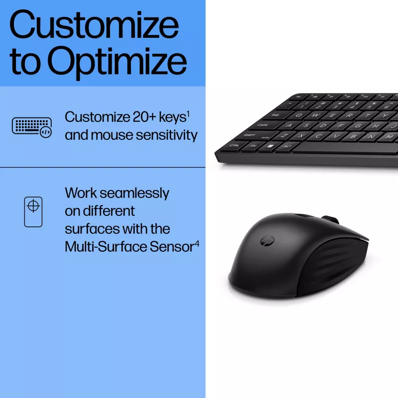 HP 655 Wireless Tastatur and Maus Combo, Schwarz, Maus im Lieferumfang enthalten