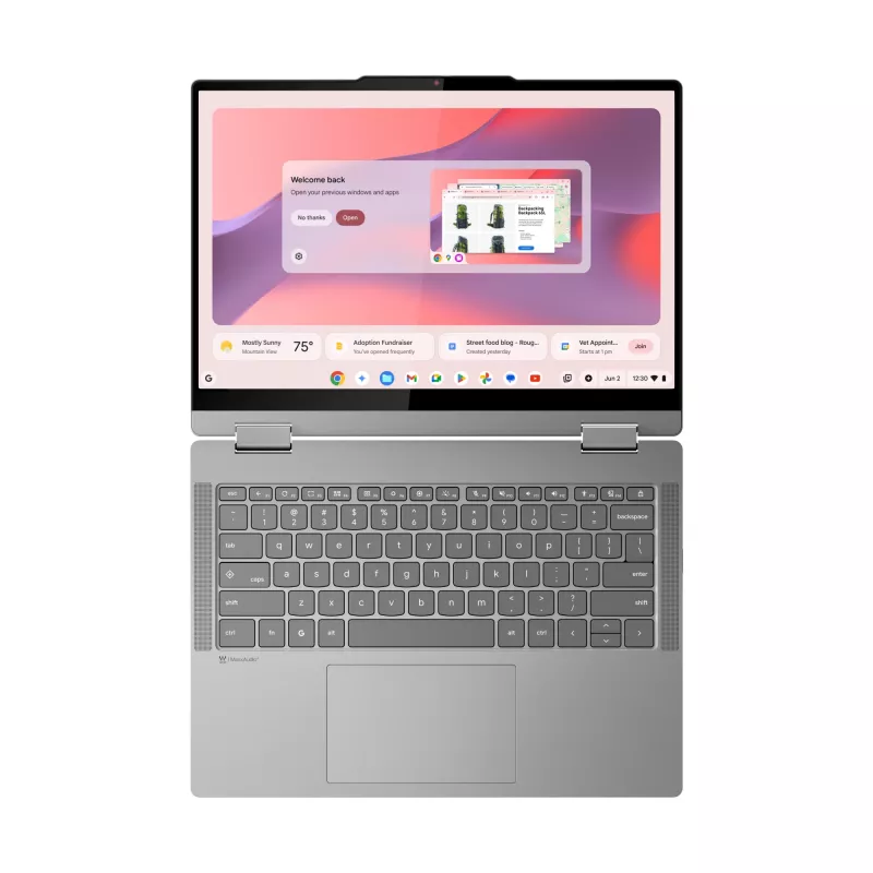 Lenovo Chrome 2in1 14IRU10 Intel Core 5 120U Chromebook 35,6 cm (14 Zoll) Touchscreen WUXGA 8 GB LPDDR5-SDRAM 128 GB UFS Wi-Fi 6E (802.11ax) ChromeOS Englisch Grau