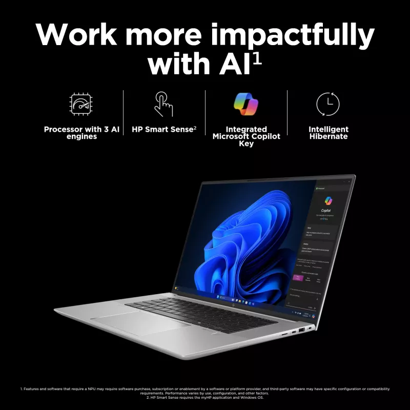 HP ZBook Studio G11 Intel Core Ultra 7 155H 40,6 cm (16 Zoll) WUXGA 32 GB DDR5-SDRAM NVIDIA RTX 2000 Ada Wi-Fi 7 (802.11be) Windows 11 Pro AI Workstation, AI PC