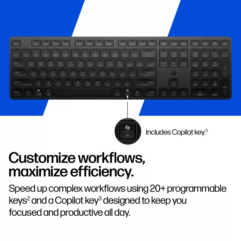 HP 495K Multi-Device Dual-Mode-Tastatur, Full-Size (100 %), kabellos, USB + Bluetooth, Schwarz