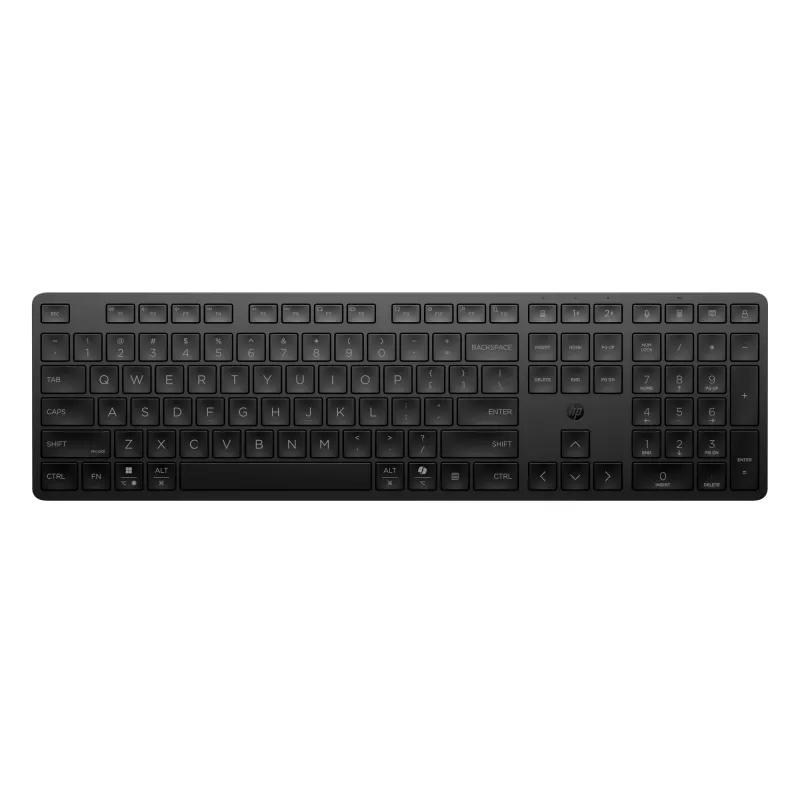HP 495K Multi-Device Dual-Mode-Tastatur, Full-Size (100 %), kabellos, USB + Bluetooth, Schwarz