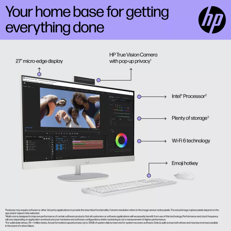 HP All-in-One 27-cr0048na Intel® Core™ i7 i7-1355U 68,6 cm (27 Zoll) 1920 x 1080 Pixel All-in-One-PC 8 GB DDR4-SDRAM 1 TB SSD Windows 11 Home Wi-Fi 6 (802.11ax) Weiß