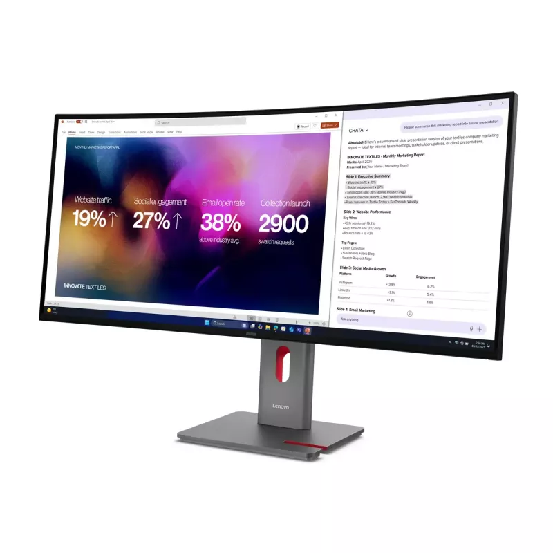 Monitor Lenovo ThinkVision P40WD-40 100,8 cm (39,7″) WUHD 5120x2160 LCD 21:9 6 ms USB-Hub Lautsprecher höhenverstellbar VESA
