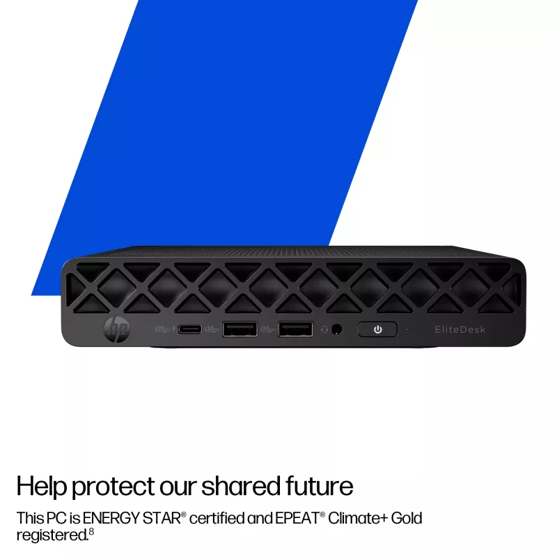 Mini PC HP EliteDesk 8 Mini G1i AI — Intel Core Ultra 7 265T, 16 GB DDR5, 1 TB SSD, Windows 11 Pro, Schwarz