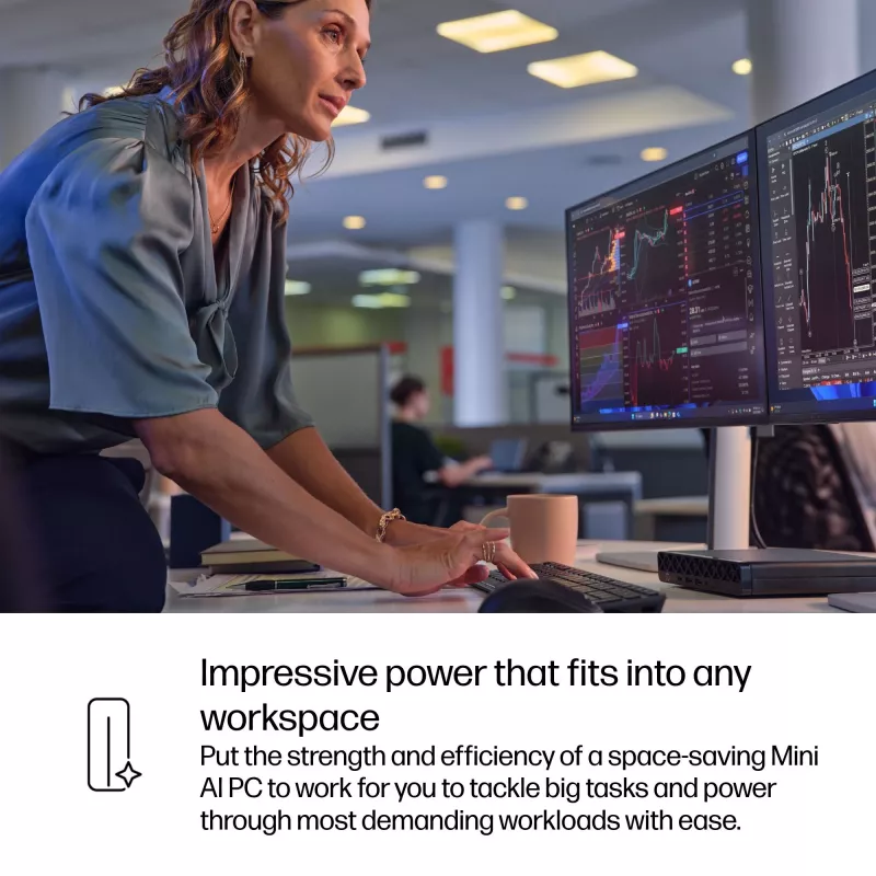 Mini PC HP EliteDesk 8 Mini G1i AI — Intel Core Ultra 7 265T, 16 GB DDR5, 1 TB SSD, Windows 11 Pro, Schwarz
