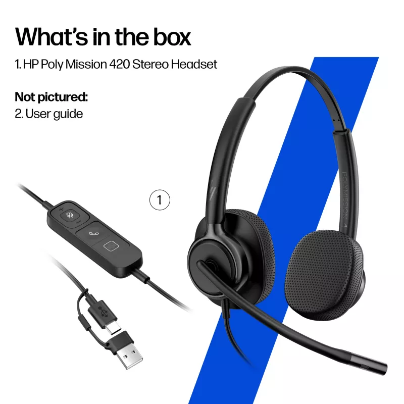 HP Poly Mission 425 Stereo USB Kabel-Headset