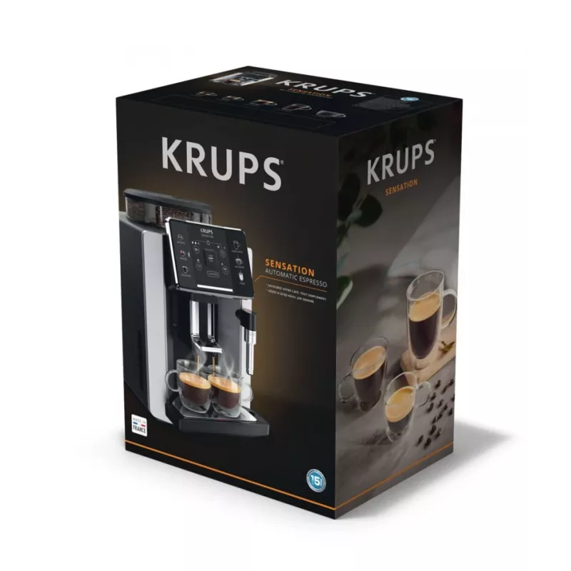 Espressomaschine KRUPS Sensation EA910E — vollautomatisch, 1,7 l Wassertank, integriertes Mahlwerk, 2 Ausläufe, 1450 W