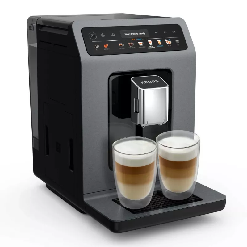 Espressomaschine Krups Evidence Hot & Cold EA898GF0 – vollautomatisch, 2,5-L-Wassertank, integriertes Mahlwerk, 2 Ausläufe