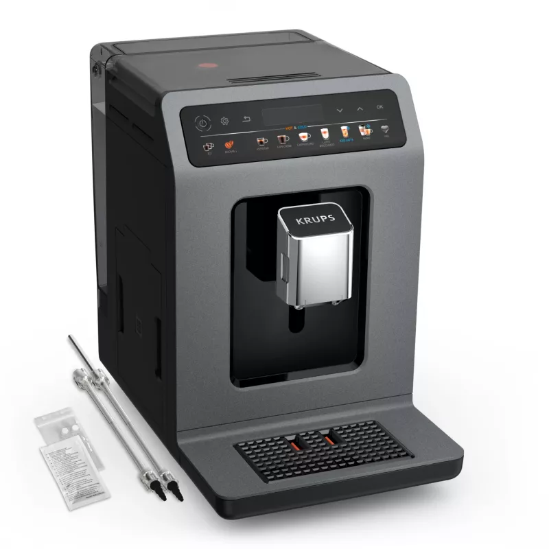 Espressomaschine Krups Evidence Hot & Cold EA898GF0 – vollautomatisch, 2,5-L-Wassertank, integriertes Mahlwerk, 2 Ausläufe