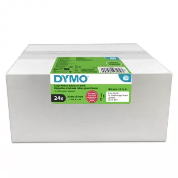 Labelrollen Dymo 2223589 – weiße Papieretiketten 5,4 × 2,5 cm, 500 Etiketten/Rolle, 12000 Etiketten/Packung, FSC