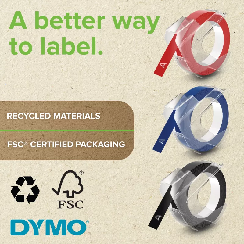 DYMO Authentic Embossing Label Tape | 9 mm x 3 m roll | White Print on Blue | Self-Adhesive | für Embossing-Prägegeräte | 1 Stück